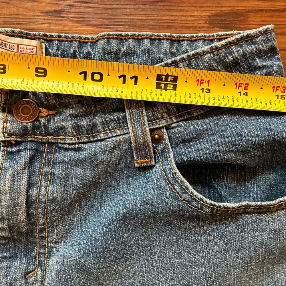Y2K Levi Strauss Signature Jeans 10M Mid Rise Straight Leg Blue Stretch Denim - Picture 3 of 11